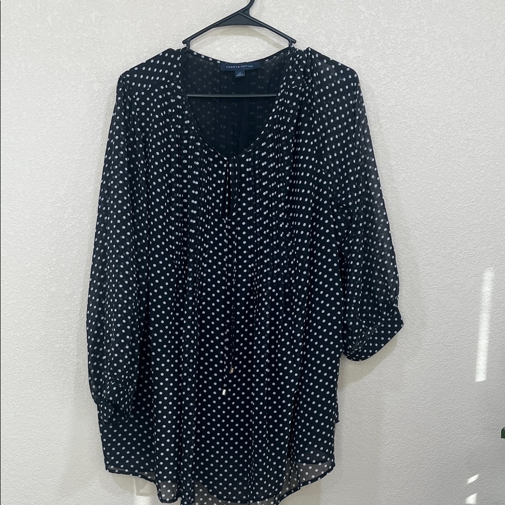 Tommy Hilfiger Black and White Polka Dot Blouse